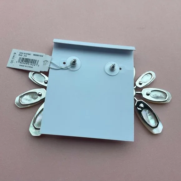 NWT Kendra Scott Ashlyn Ivory Mother Of Pearl Statement Earrings 14K Gold Plated - Picture 7 of 11